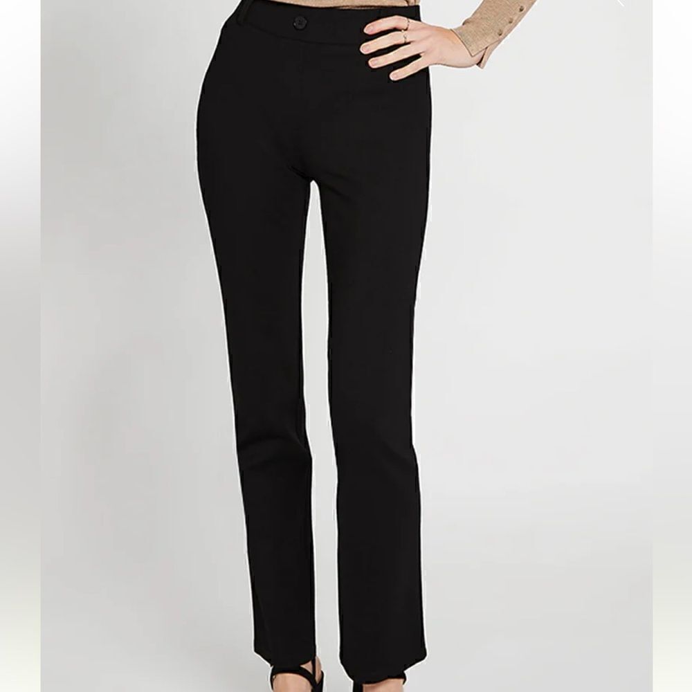 Betabrand | Classic Dress Pant Yoga Pants | Straight Black | M Petite